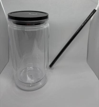 Double walled Snow globe  Acrylic cup 160z